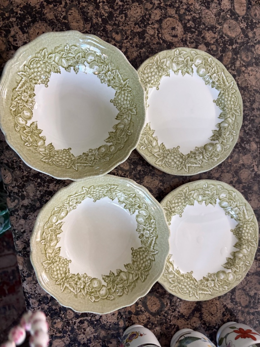 Green Fruit Wreath Ceramic Dinner Bowls and plates - Set of 2 - Picture 2 of 10